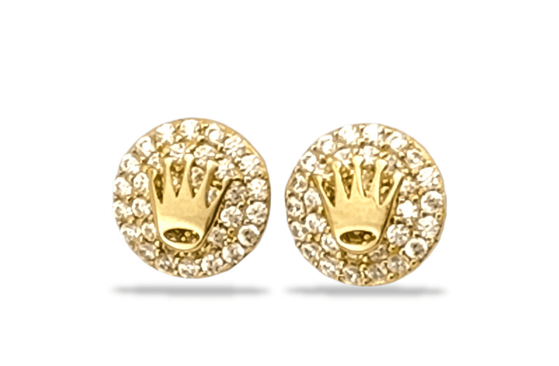 Crown Stud Earrings in 14k Gold 1