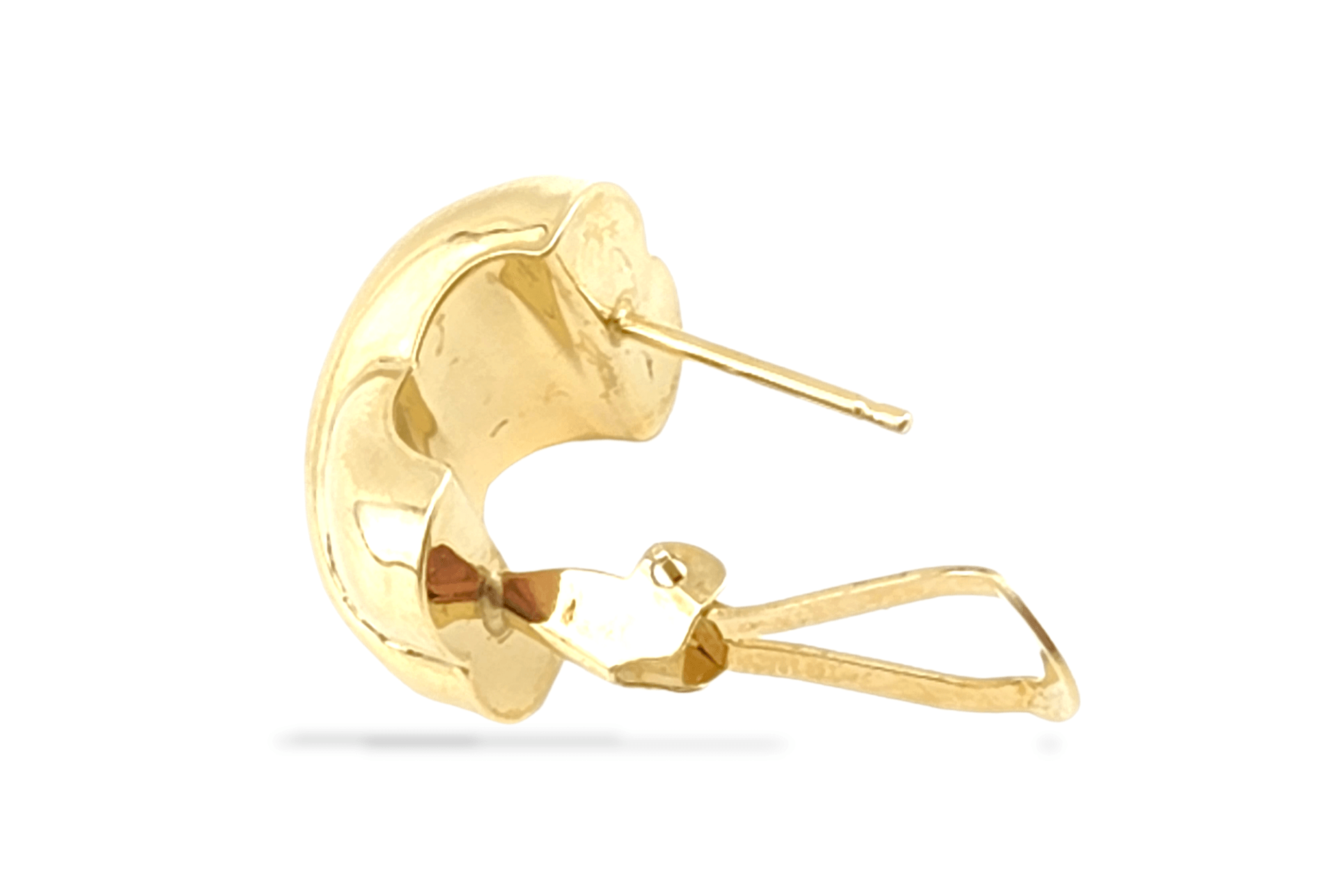 Yellow Gold 14k Crossover Half-Hoop Earrings Pierced Omega Closures