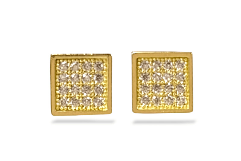 Square Cluster Stud Earrings in 14k yellow Gold
