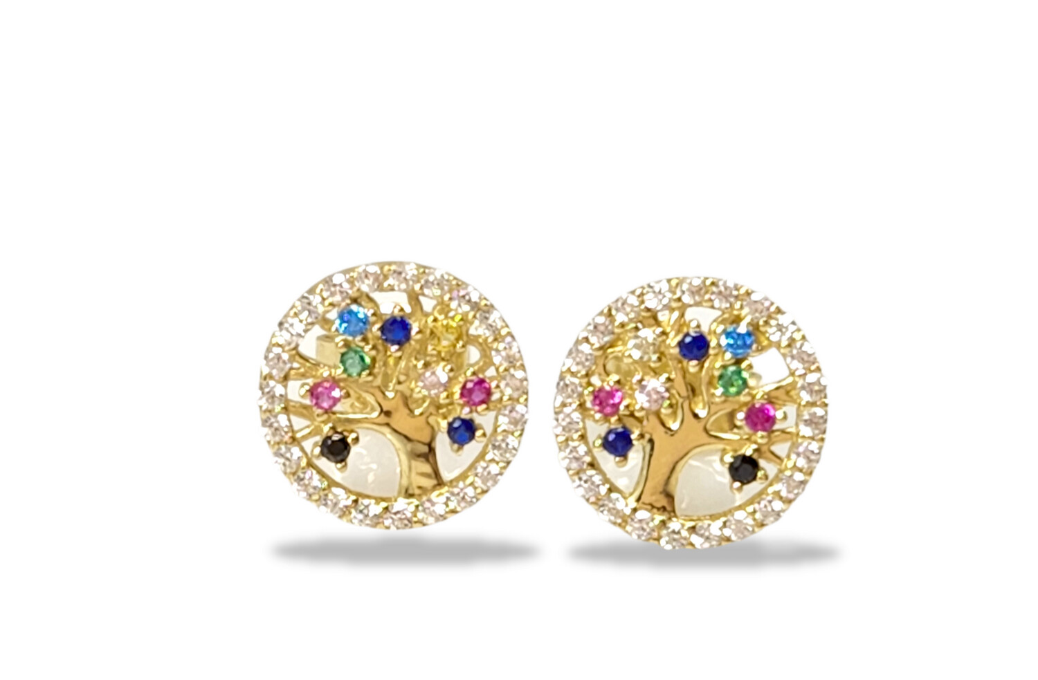 Family Tree Stud Earrings in 14k Gold