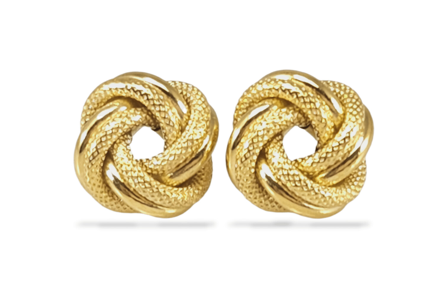 Love Knot Polished & Textured Stud Earrings in 14k Gold 1