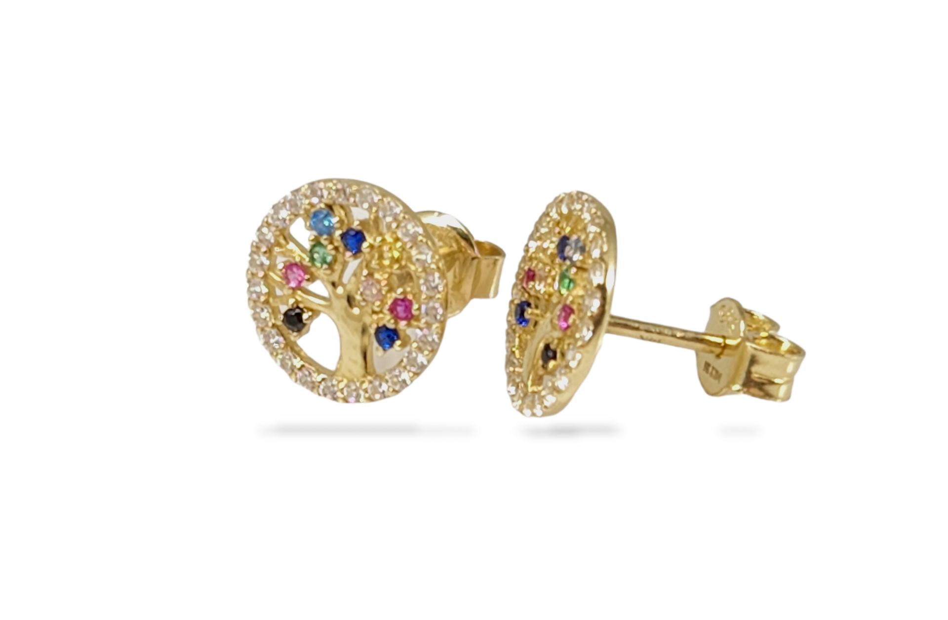 Family Tree Stud Earrings in 14k Gold