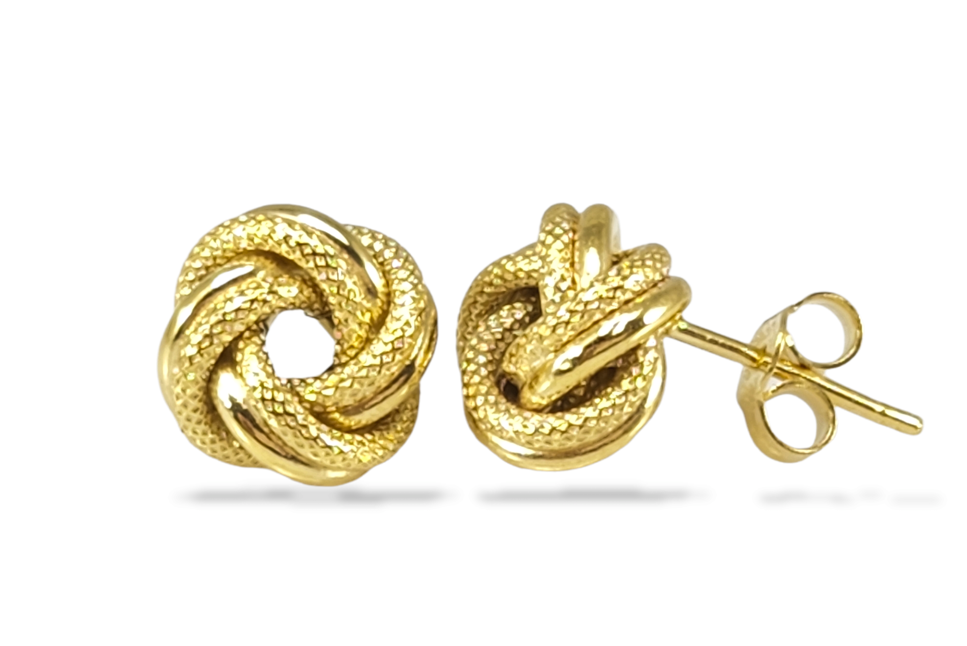 Love Knot Polished & Textured Stud Earrings in 14k Gold 1