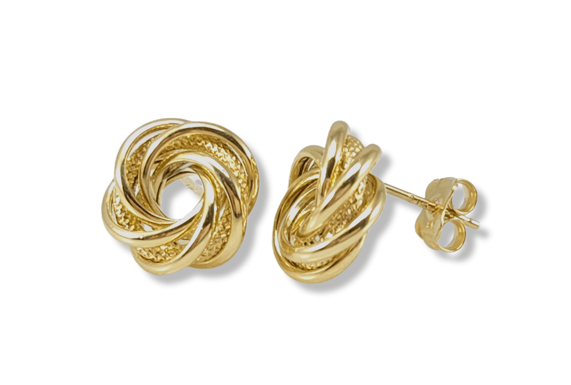 Love Knot Polished & Textured Stud Earrings in 14k Gold 2