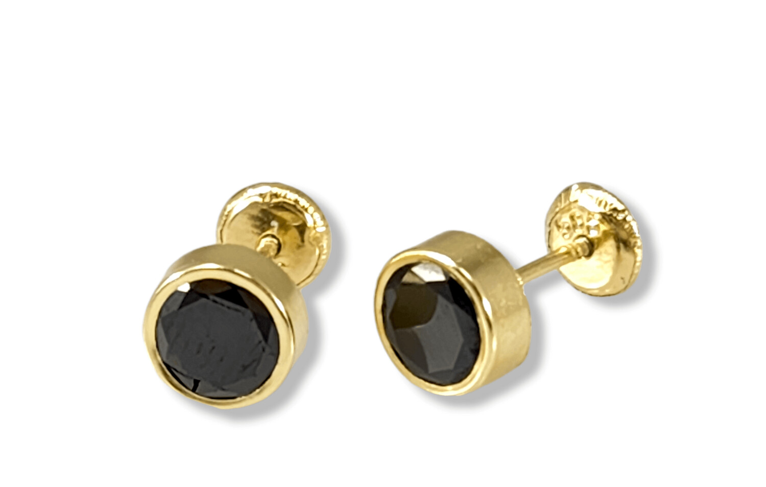 Cubic Zirconia Bezel-Set Stud Earrings in 14k Yellow, Size: Small
