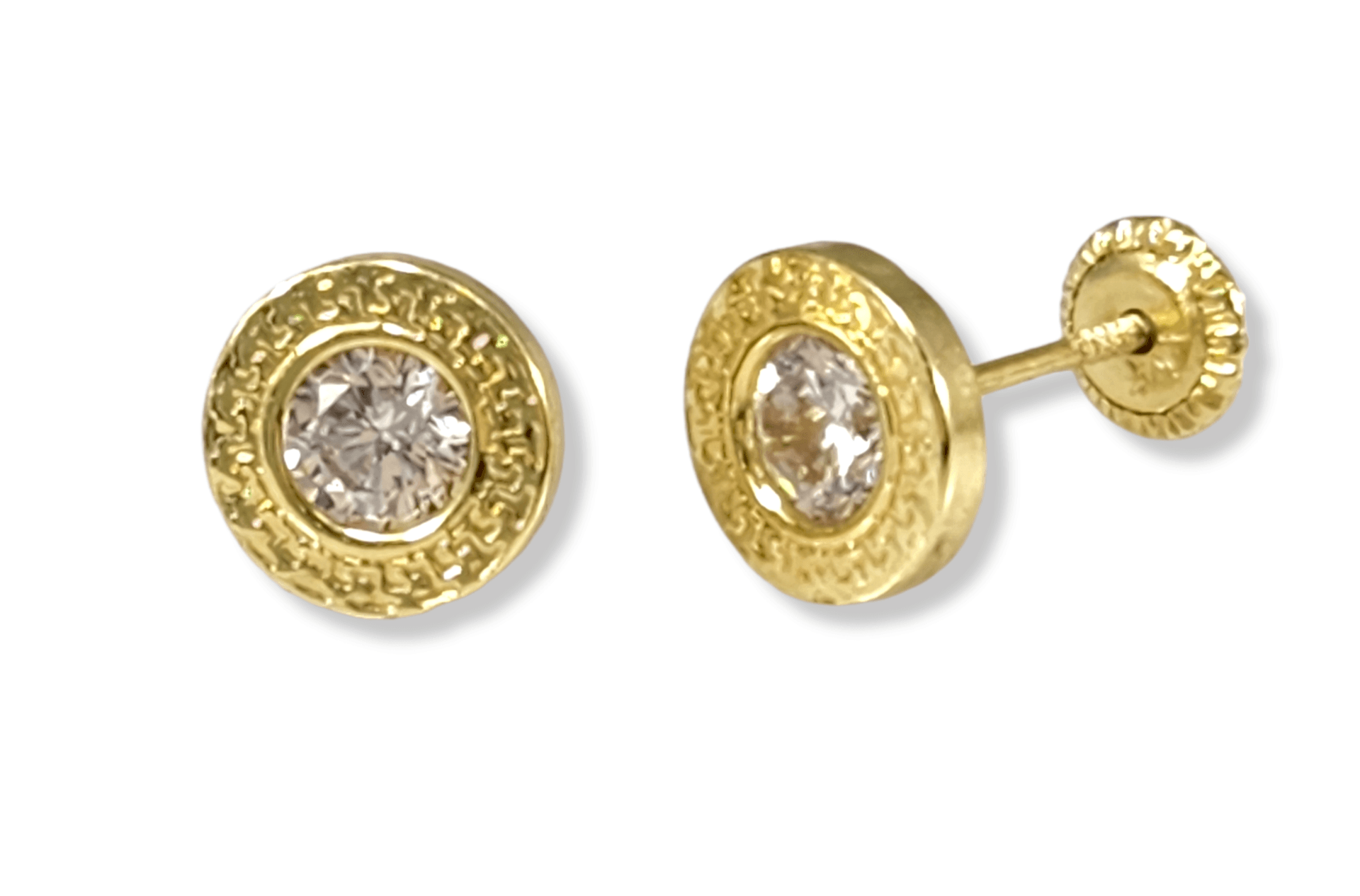 Adorned Cubic Zirconia Bezel-Set Stud Earrings in 14k Yellow