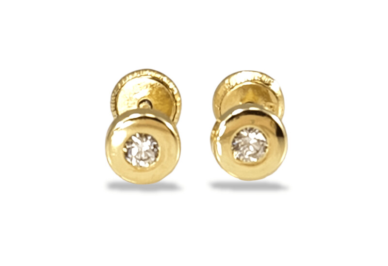 Solitaire Bezel Studs in 14k Yellow