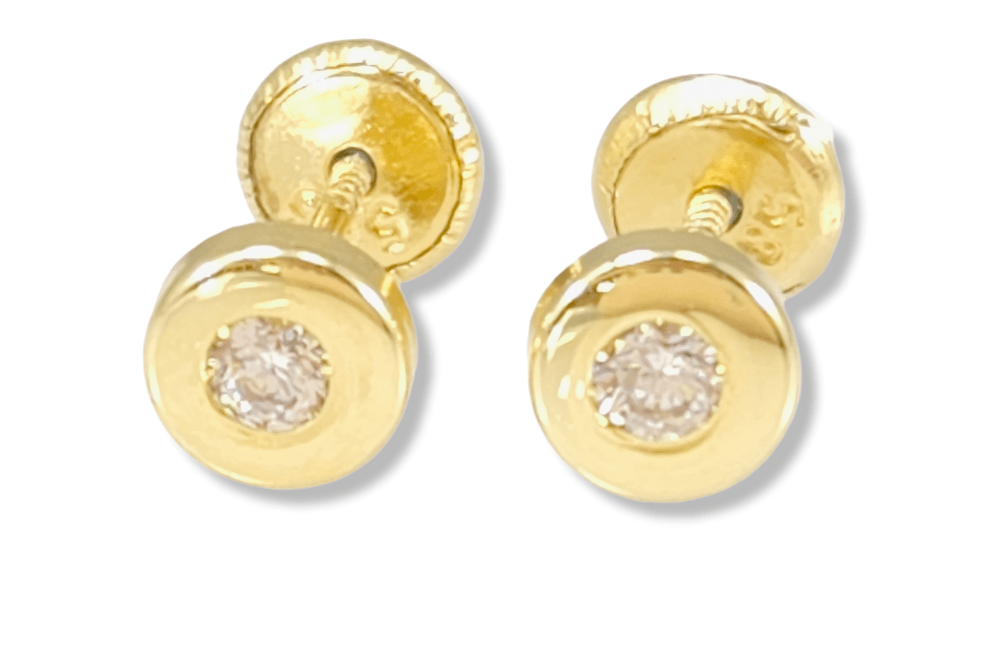 Solitaire Bezel Studs in 14k Yellow