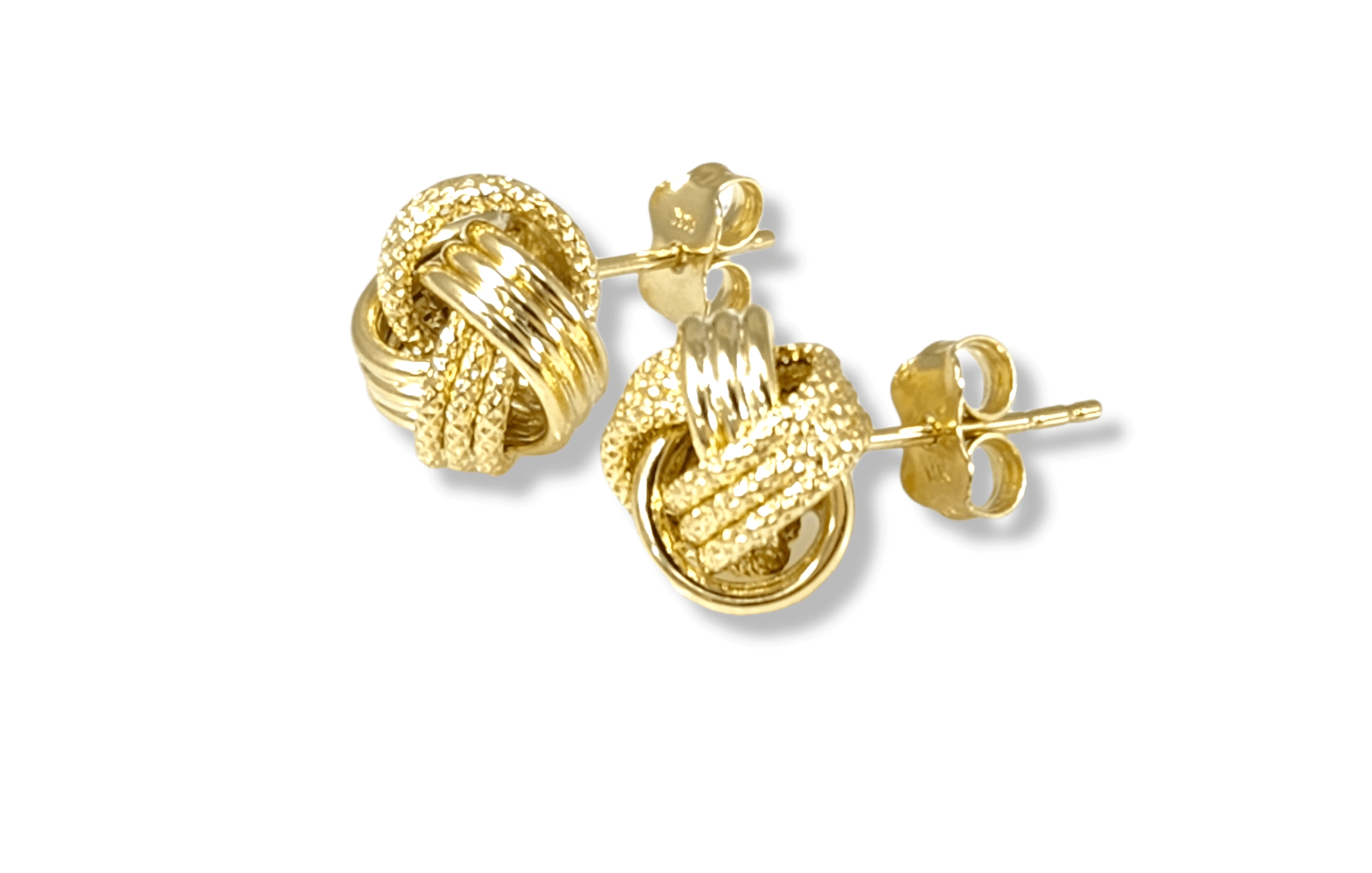 Love Knot Polished & Textured Stud Earrings in 14k Gold 3