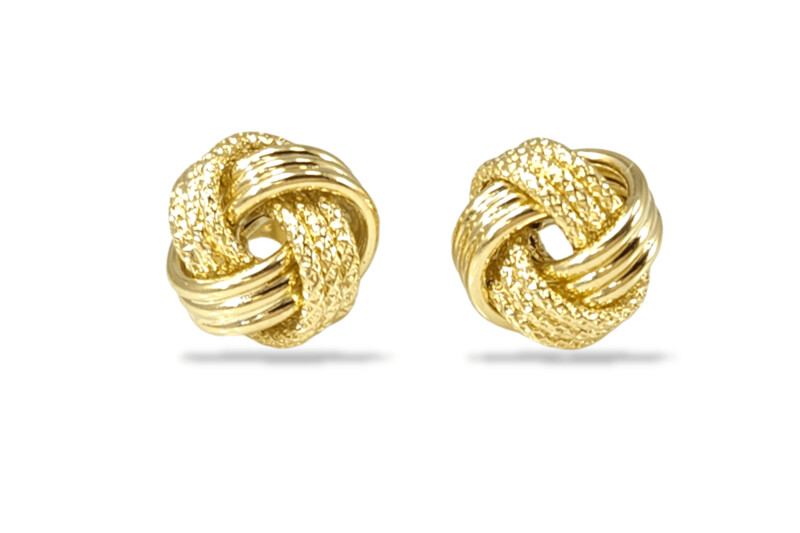 Love Knot Polished & Textured Stud Earrings in 14k Gold 3