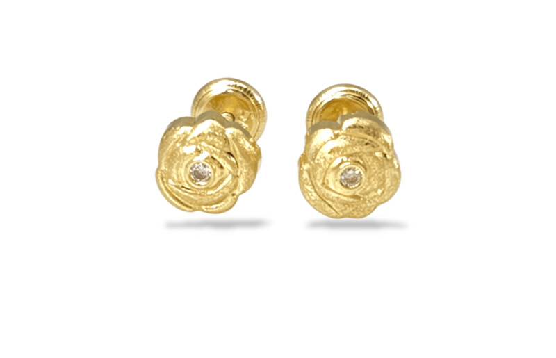 Flower Stud Earrings in 14k Gold 1