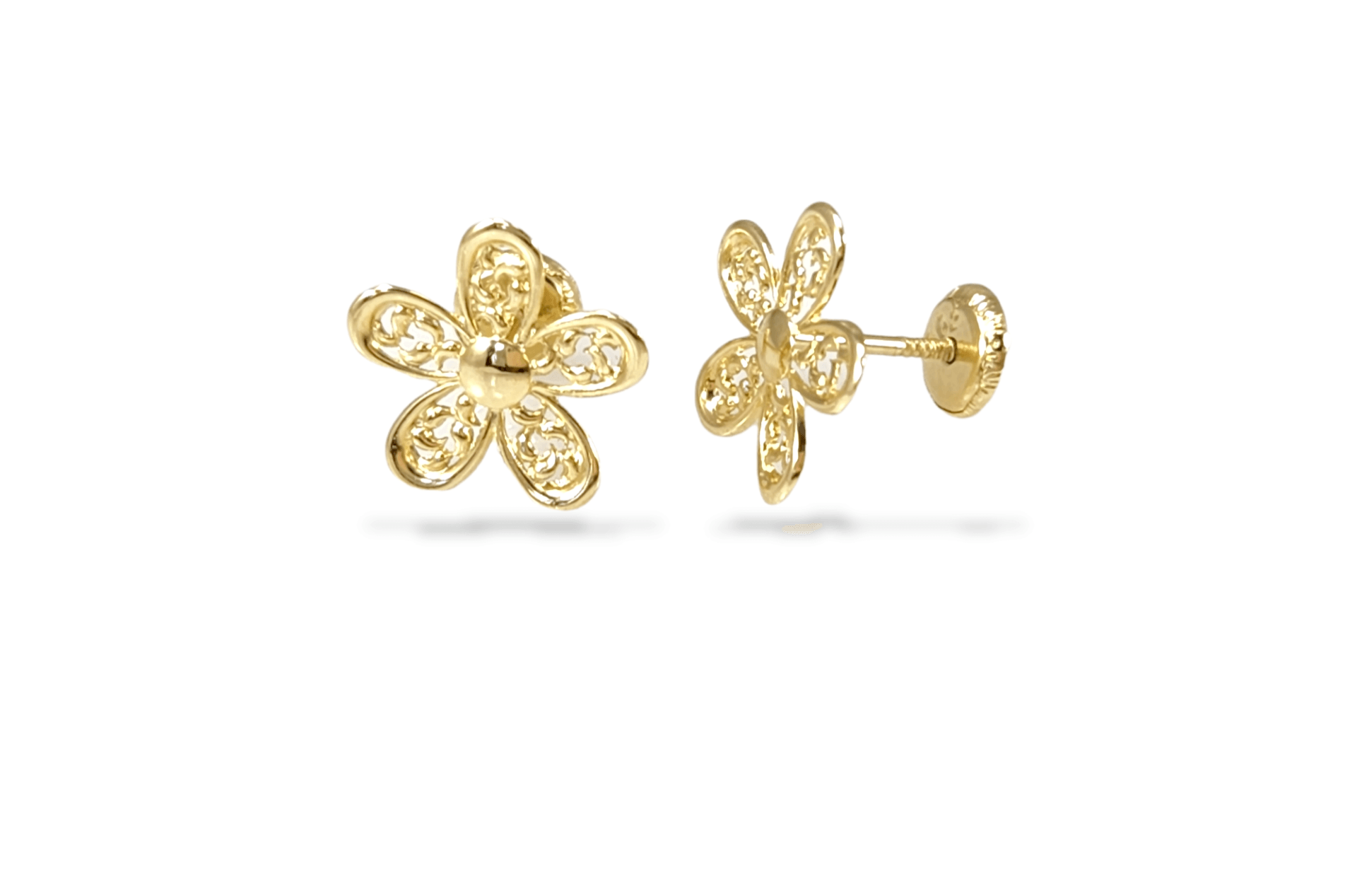 Flower Stud Earrings in 14k Gold 2