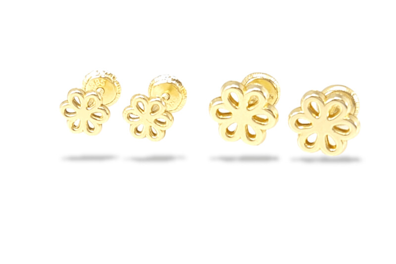 Flower Stud Earrings in 14k Gold 5