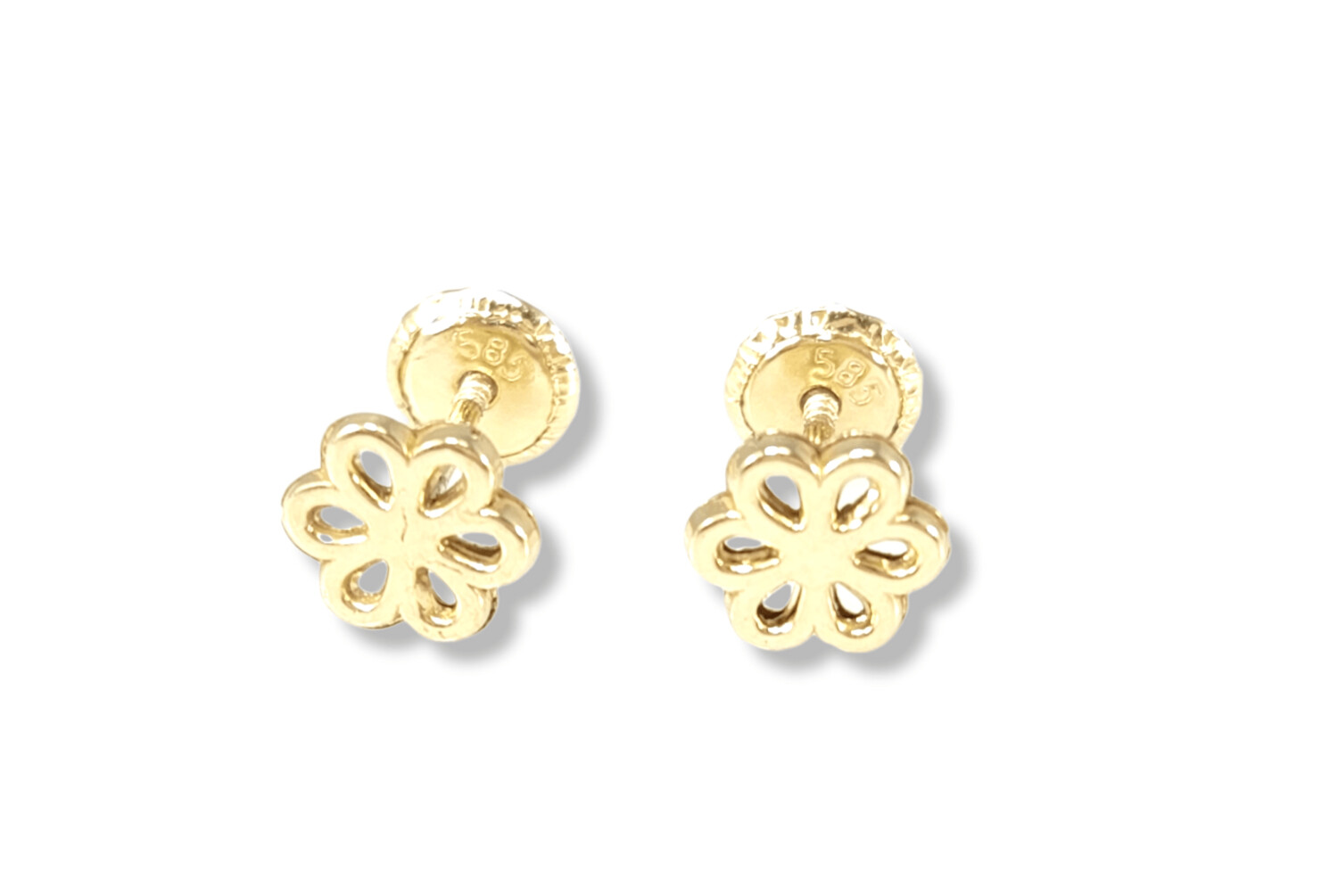 Flower Stud Earrings in 14k Gold 5, Size: Small