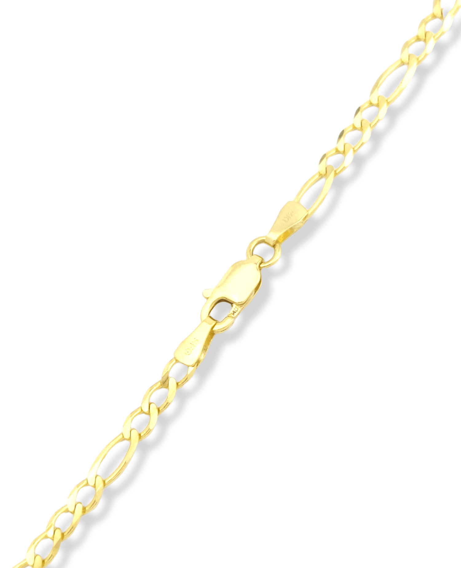 Polished Semi-Solid Figaro Link Anklet in 14K Gold - 10