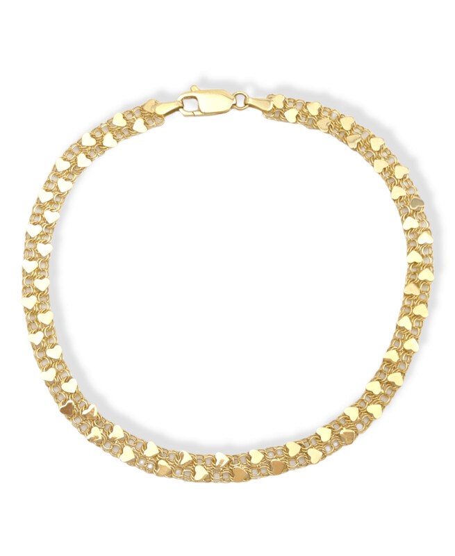 Heart Link Anklet 14K Yellow Gold-10"