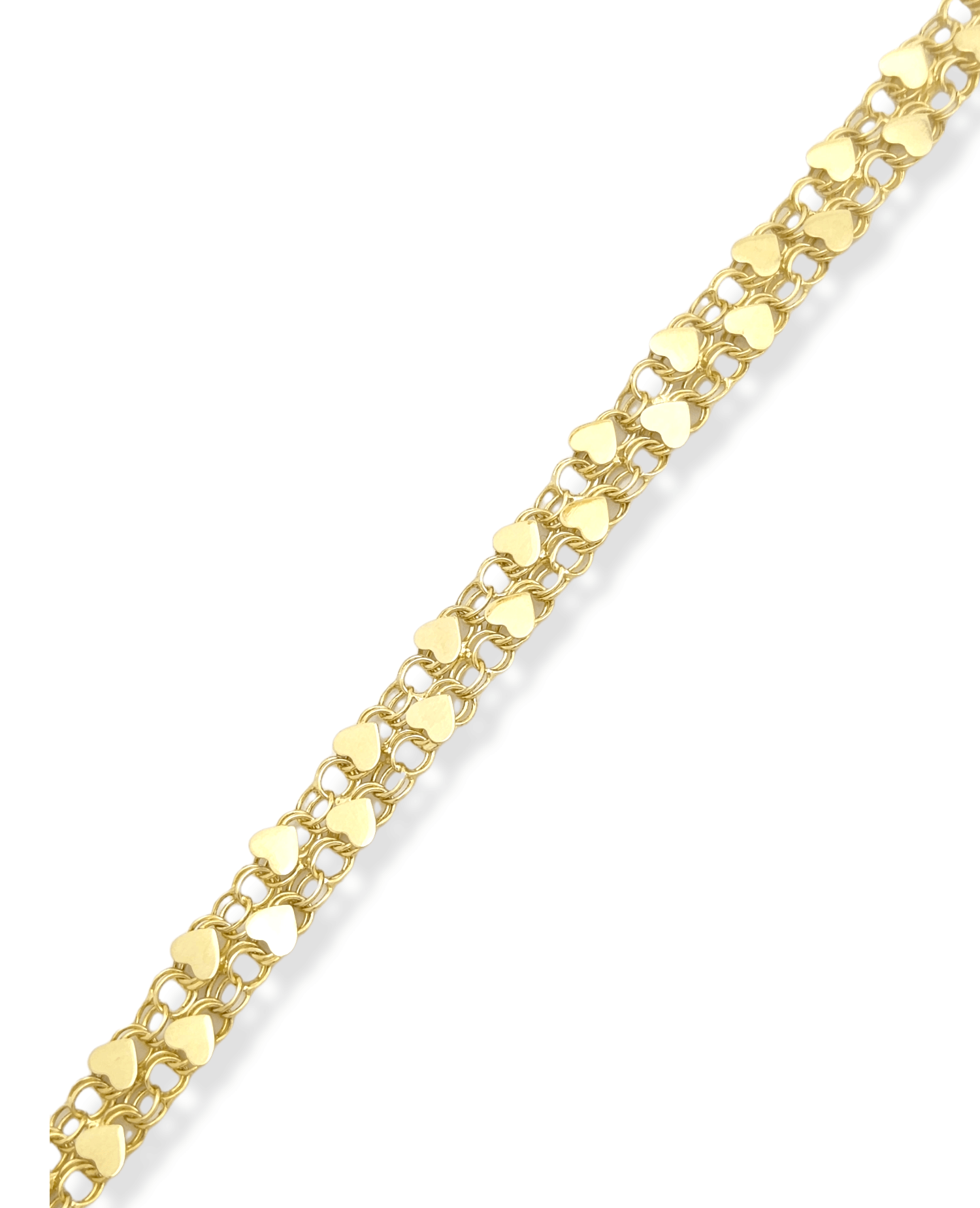 Heart Link Anklet 14K Yellow Gold-10