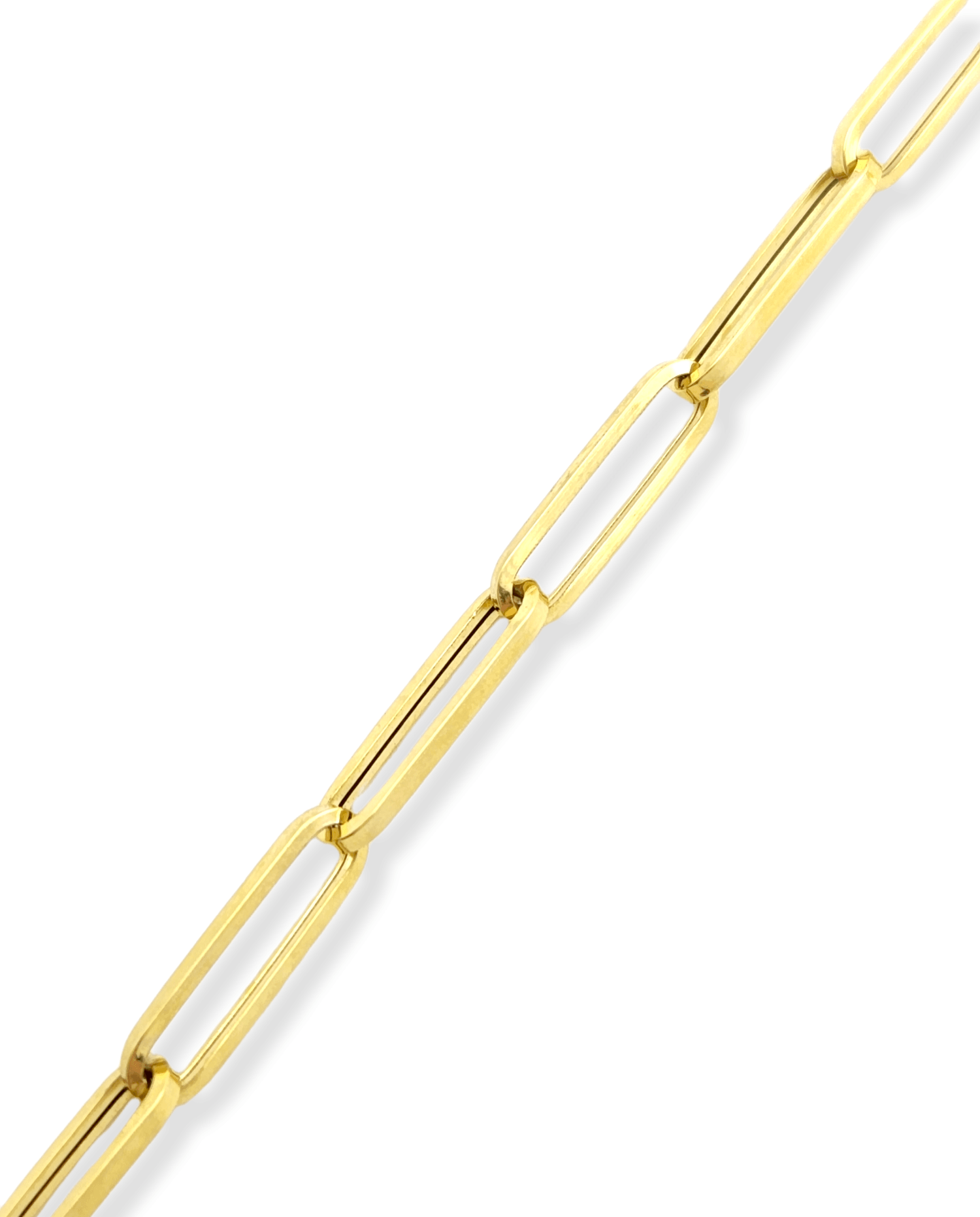 Semi-Solid Paperclip Anklet 14K Yellow Gold 10