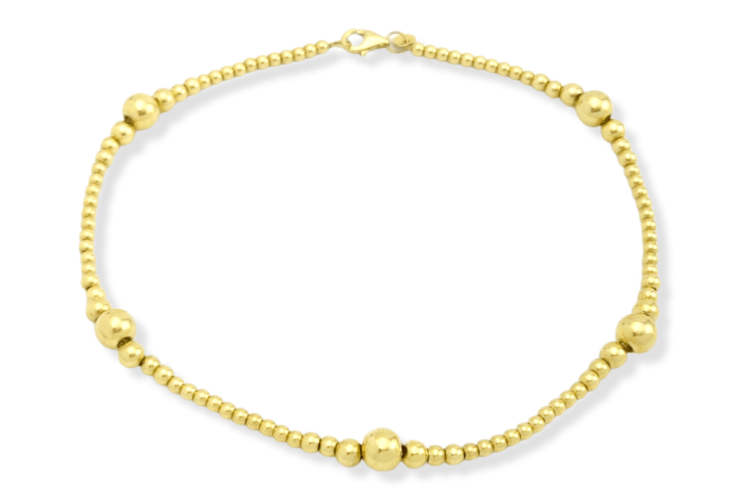 Bead ankle bracelet in 14k yellow Gold 10"
