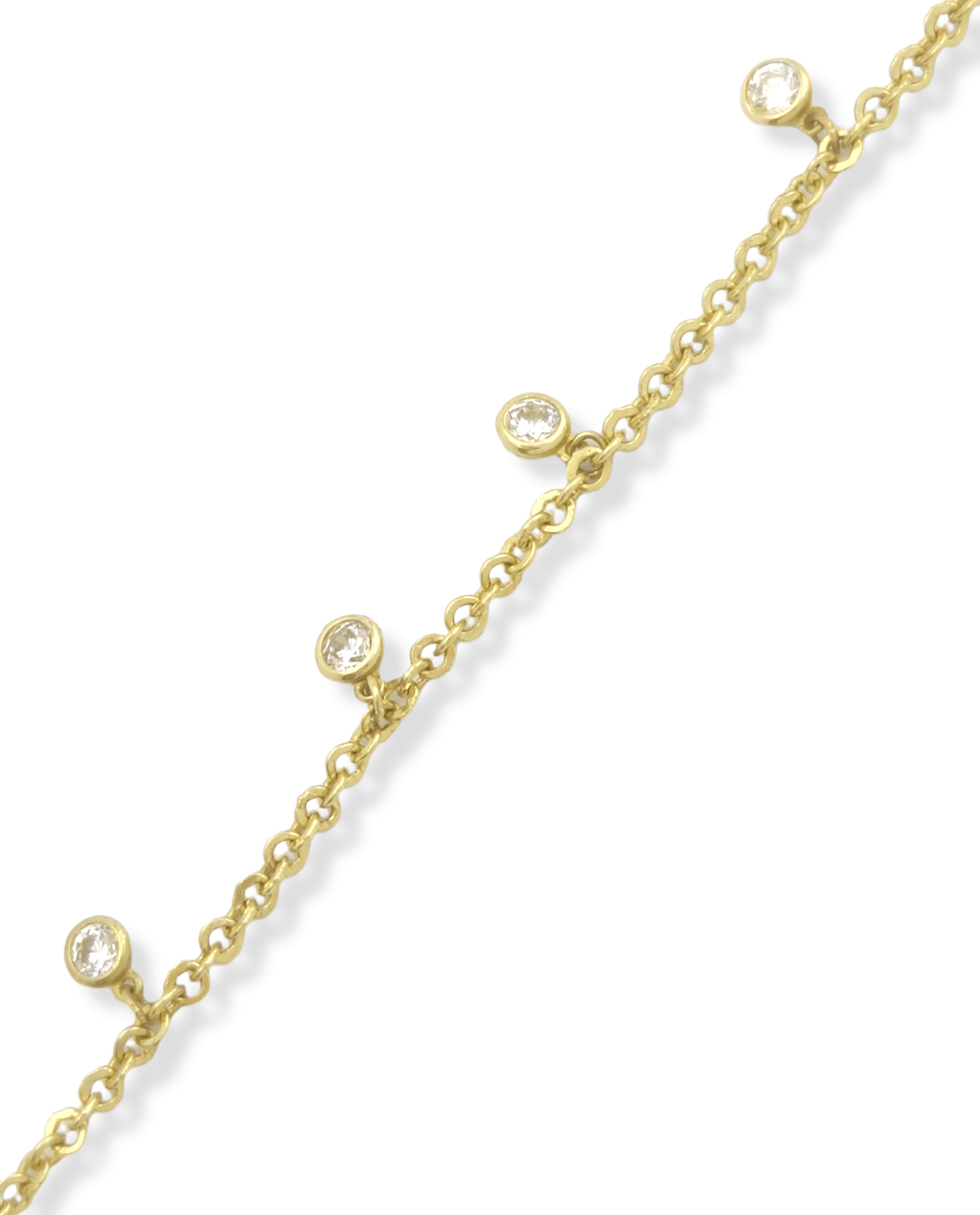 Cubic Zirconia Dangle Station Anklet Bracelet in 14K Gold – 10
