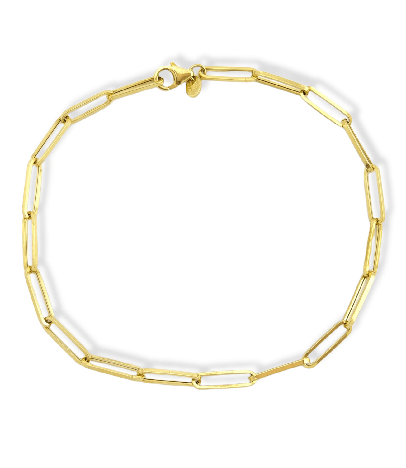 Semi-Solid Paperclip Anklet 14K Yellow Gold 10"
