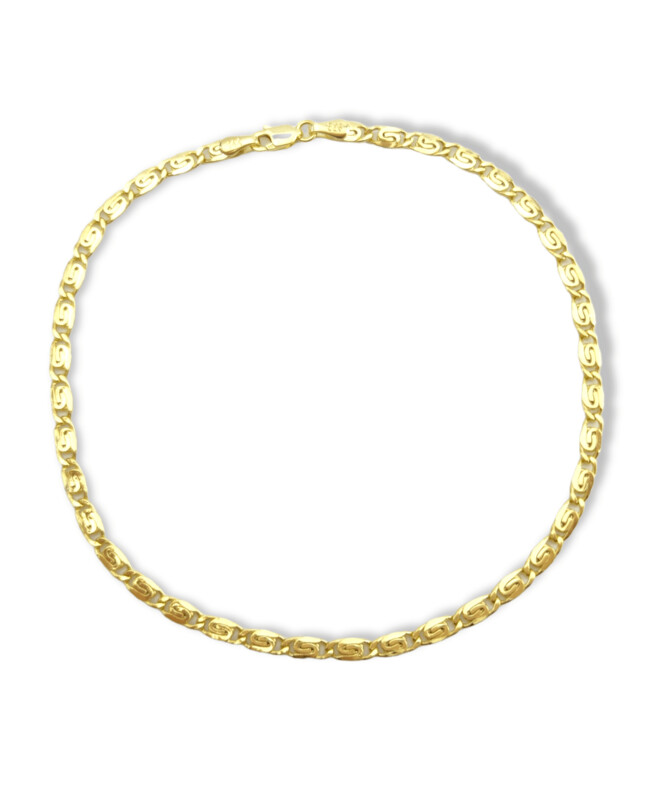 Semi-Solid Snail link chain Anklet in 14k yellow gold 10"