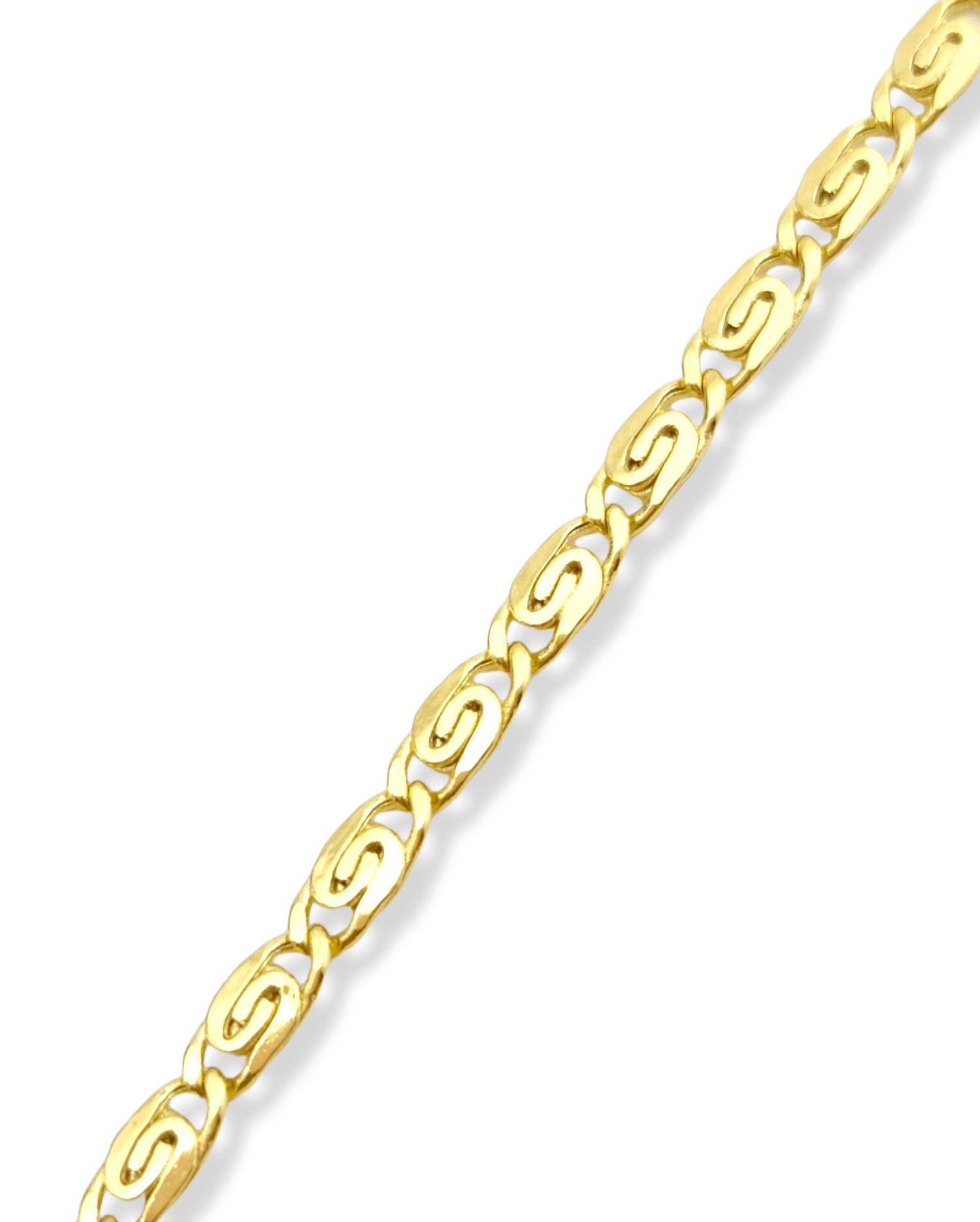 Semi-Solid Snail link chain Anklet in 14k yellow gold 10