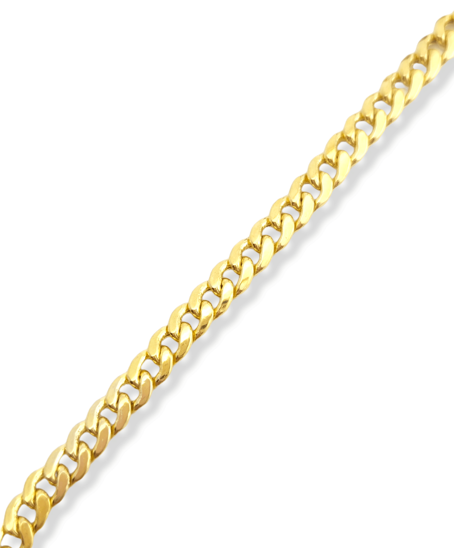 Semi-Solid Cuban Curb Chain anklet Bracelet in 14K Gold - 10