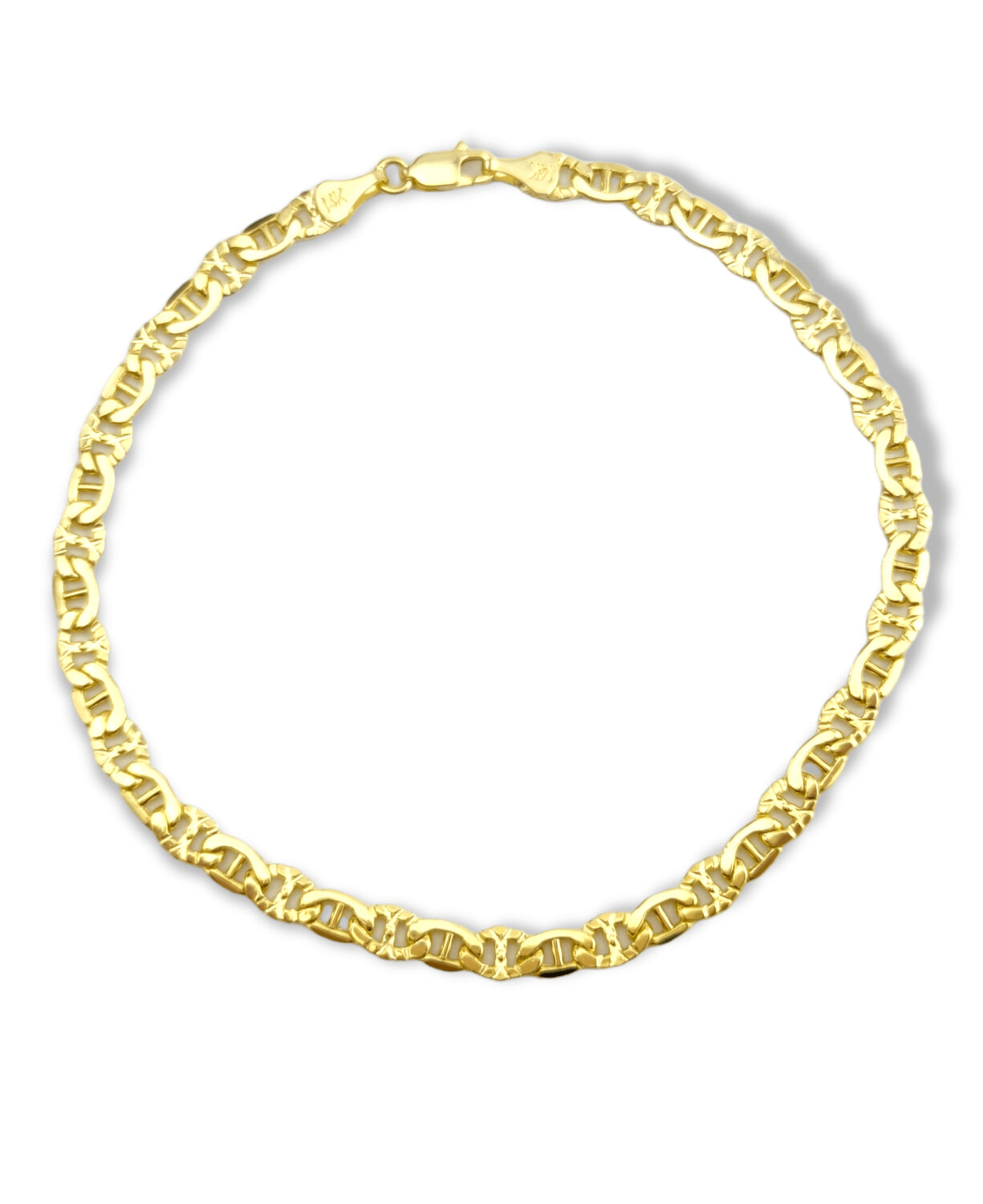 Semi-Solid Mariner Link Anklet 14K Yellow Gold 10