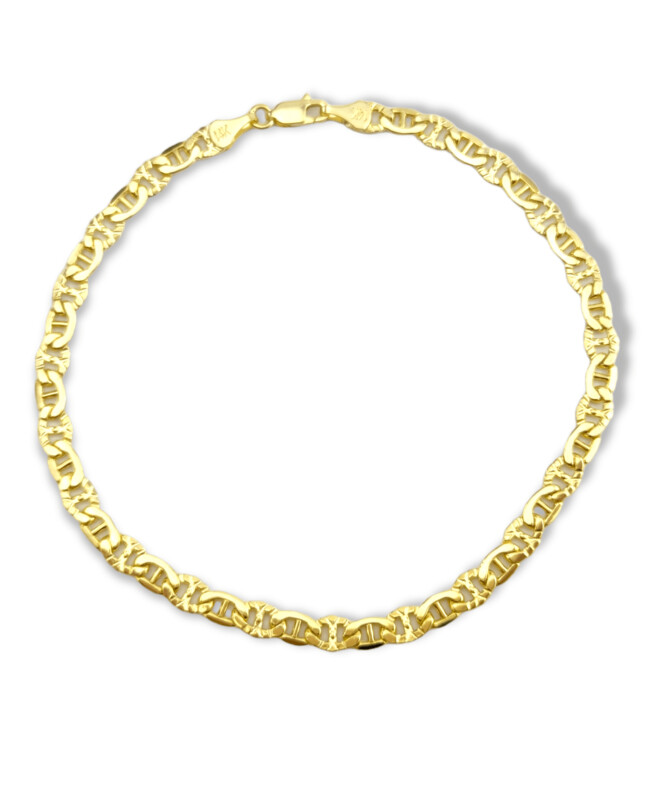 Semi-Solid Mariner Link Anklet 14K Yellow Gold 10