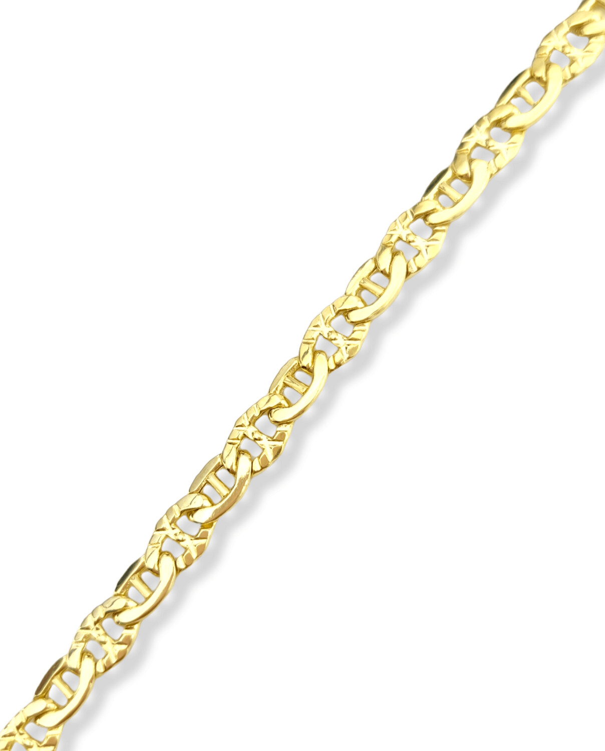 Semi-Solid Mariner Link Anklet 14K Yellow Gold 10, Sizes: 3.6mm