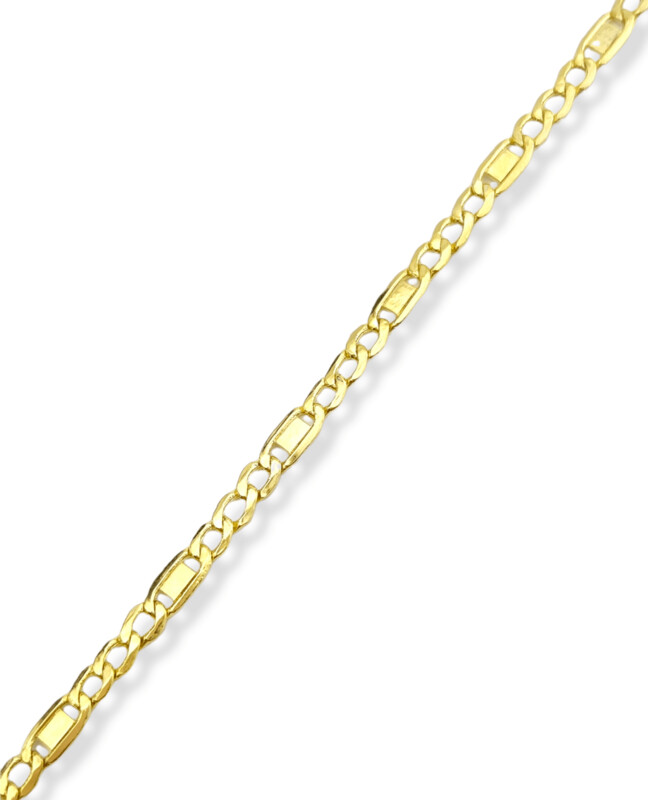 Semi-Solid Snail Polished link chain Anklet in 14k yellow gold 10"