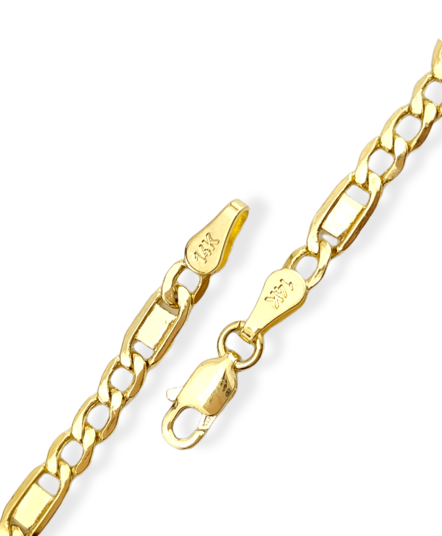 Semi-Solid Snail Polished link chain Anklet in 14k yellow gold 10