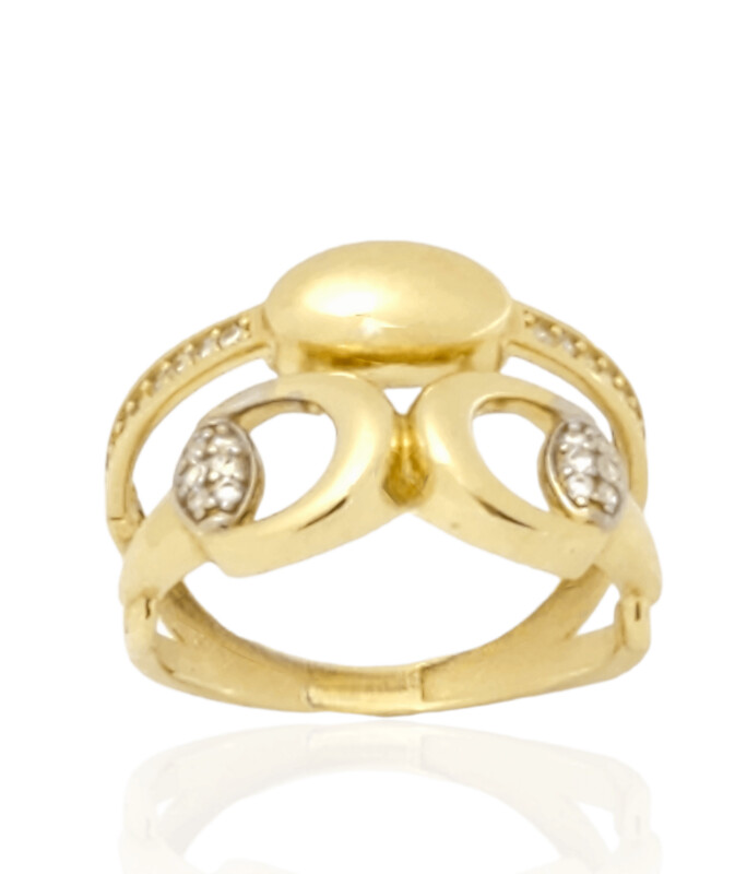 Women Ring Oval Link Band in 14K Gold