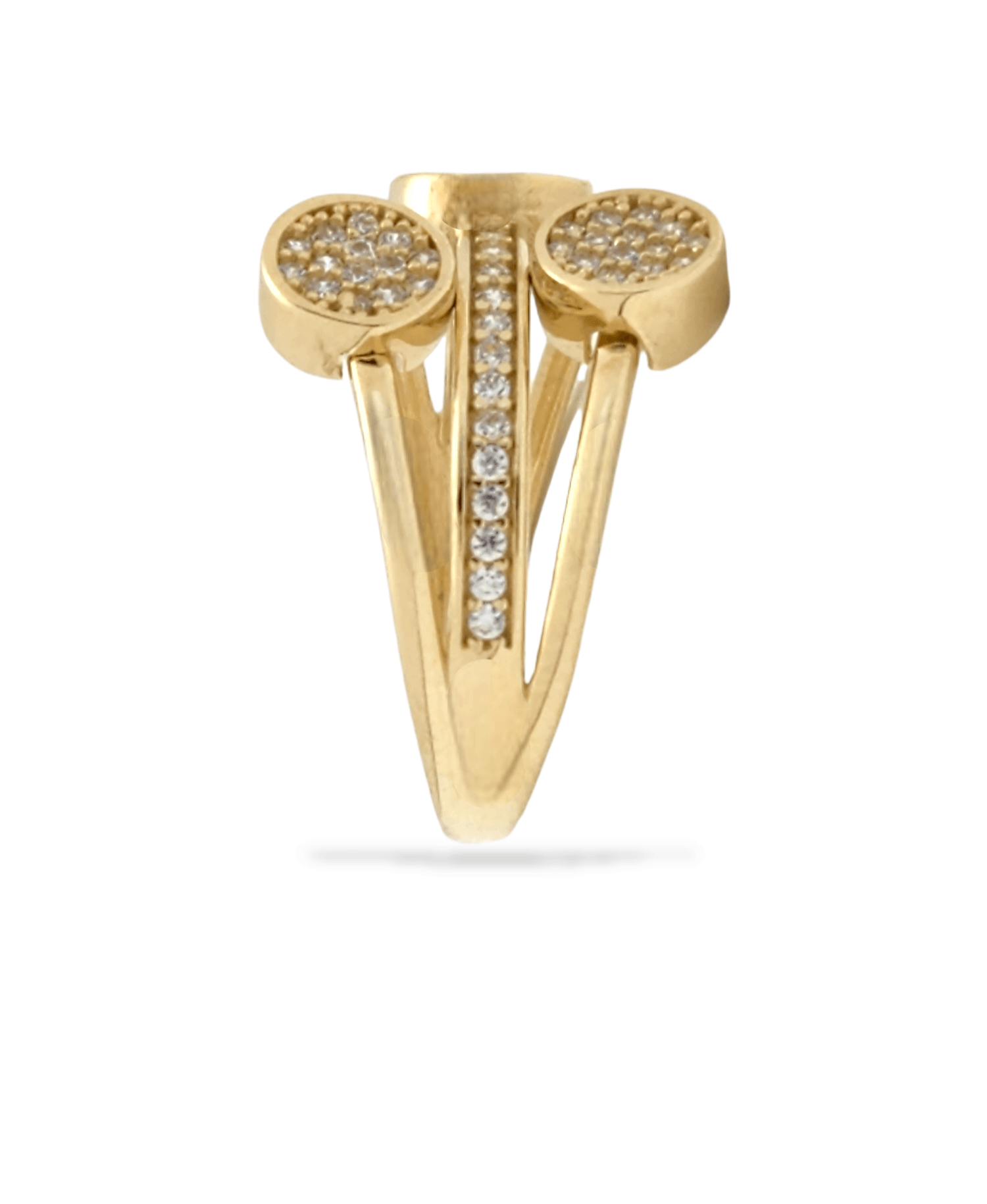 Women Orbit Split Shank Ring in 14K Gold