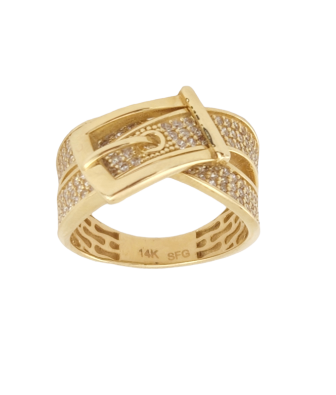 Belt Buckle Ring in 14k yellow Gold