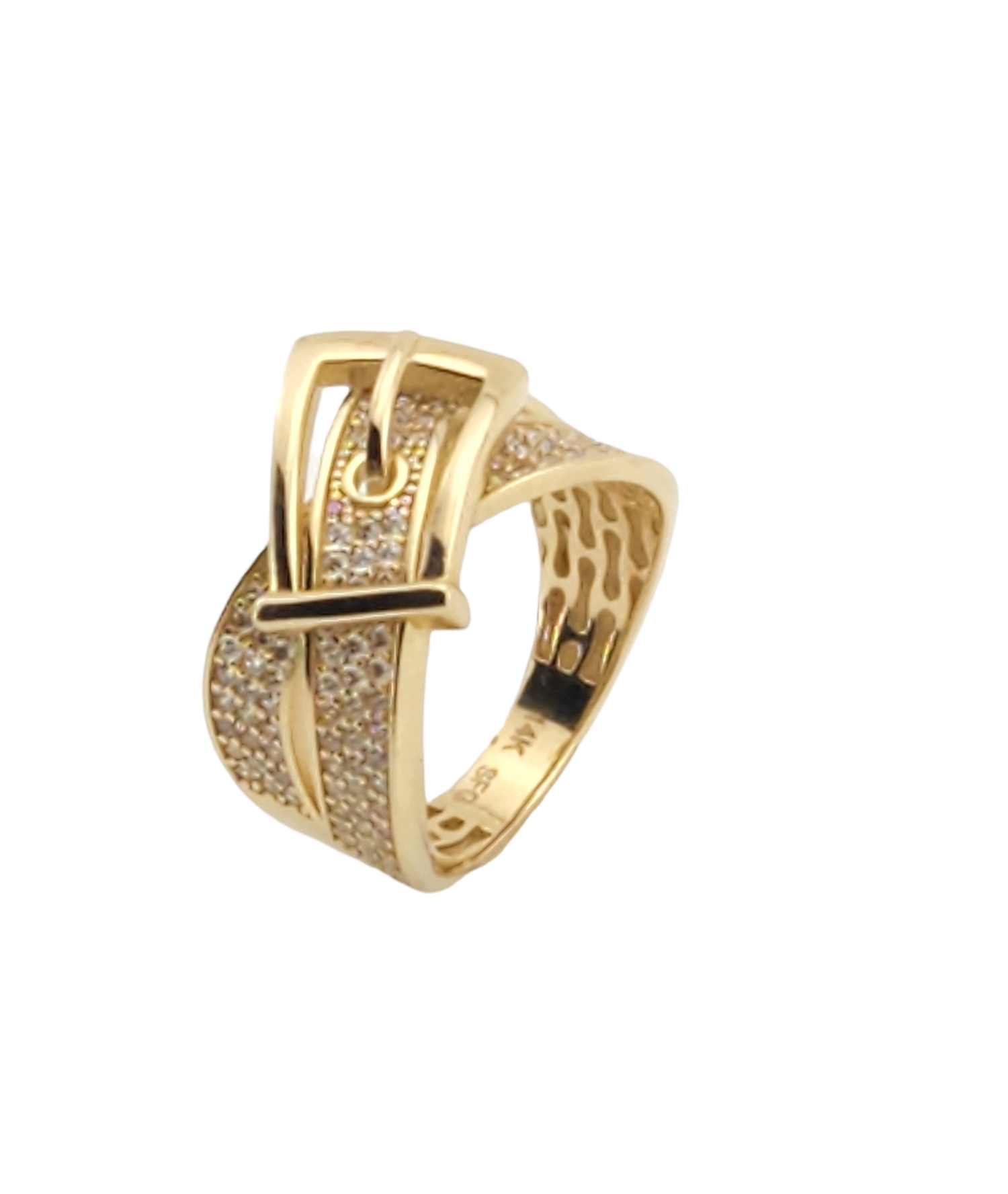 Belt Buckle Ring in 14k yellow Gold