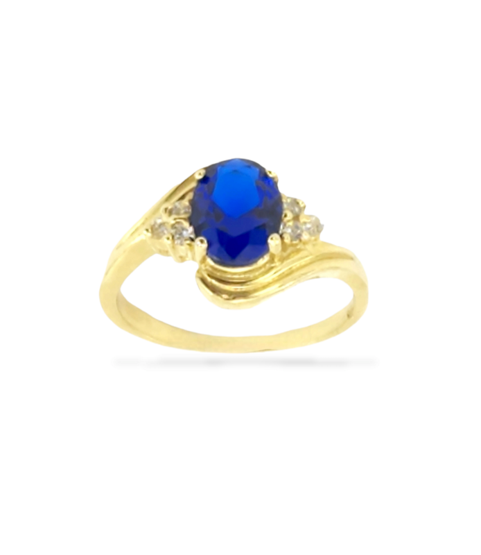 Cubic Zirconia Blue and White Accent Ring in 14k
