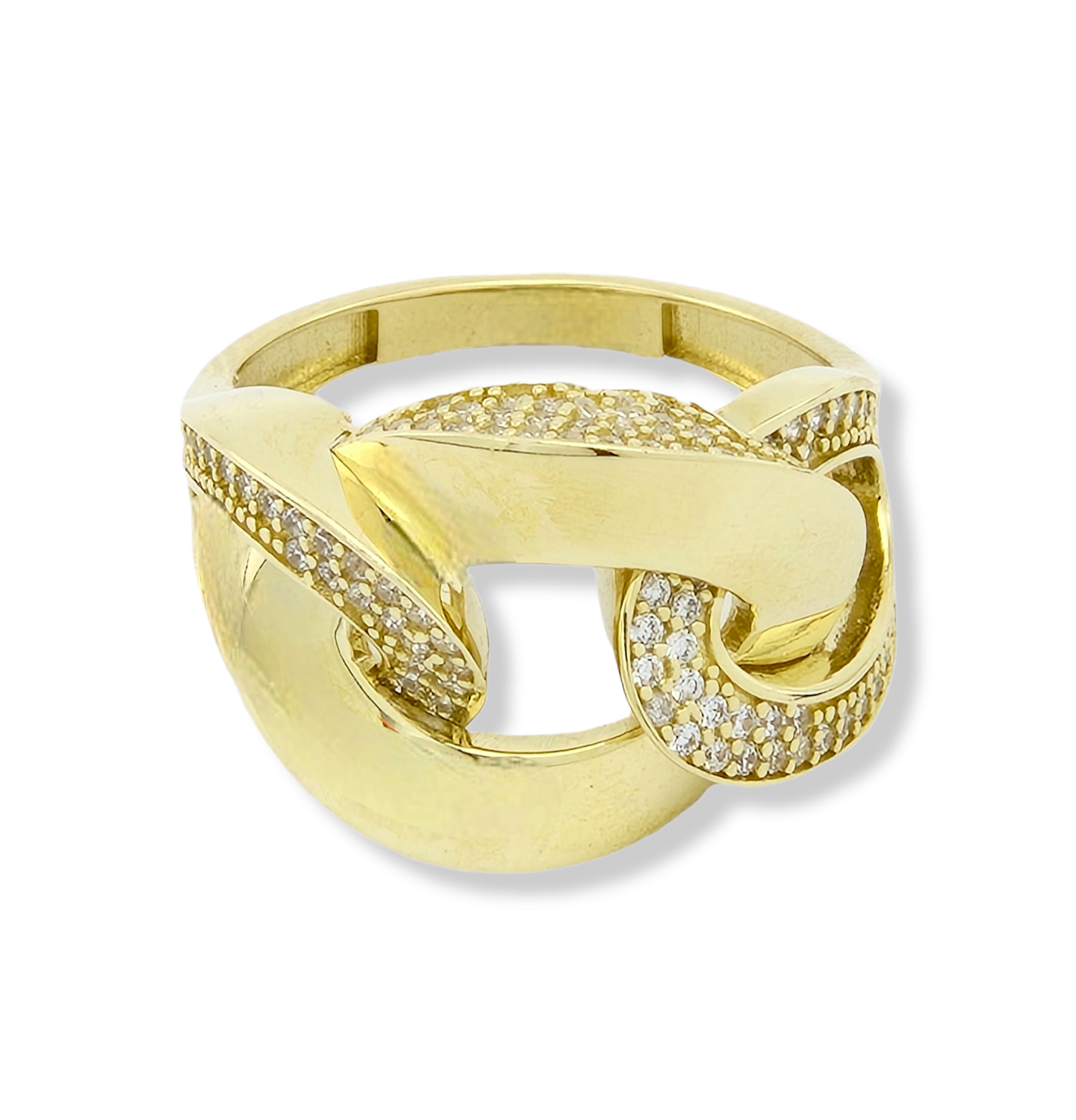 Cuban Chain Link Ring in 14K Yellow Gold