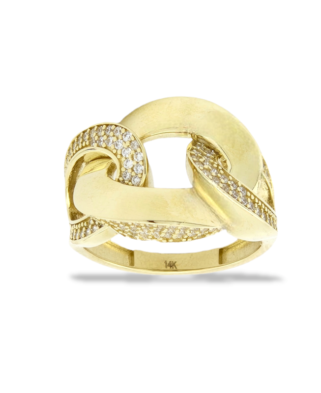 Cuban Chain Link Ring in 14K Yellow Gold