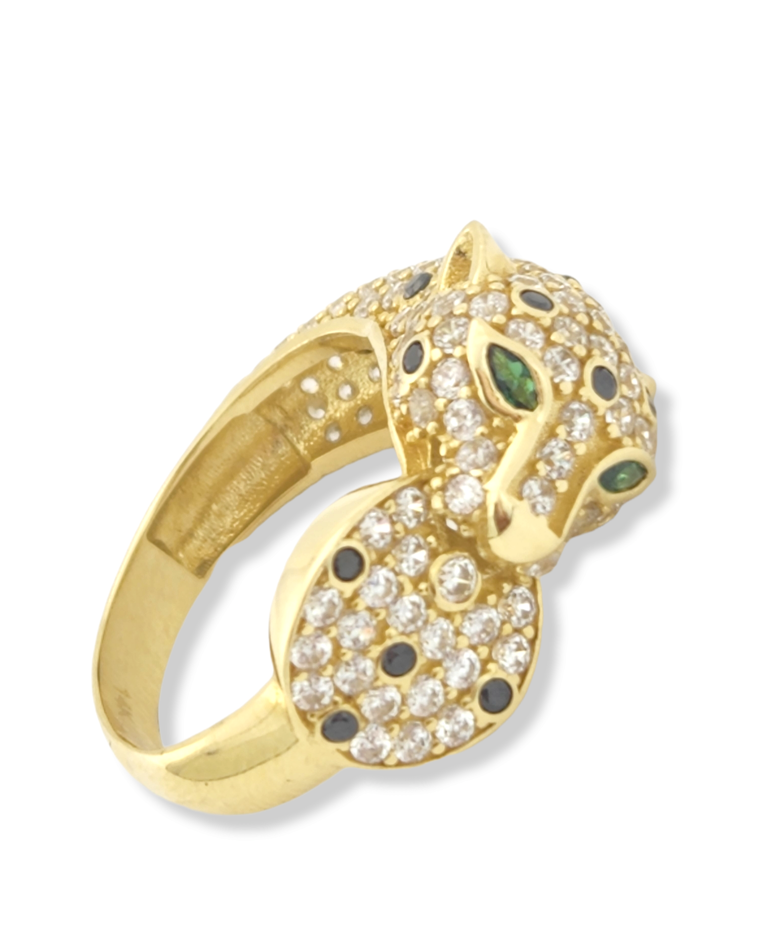 Accent Panther Statement Ring in 14k Gold