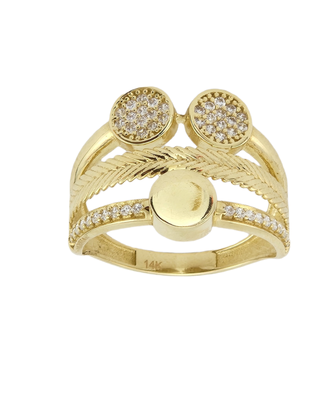 Treple Layered Ring in 14K Gold
