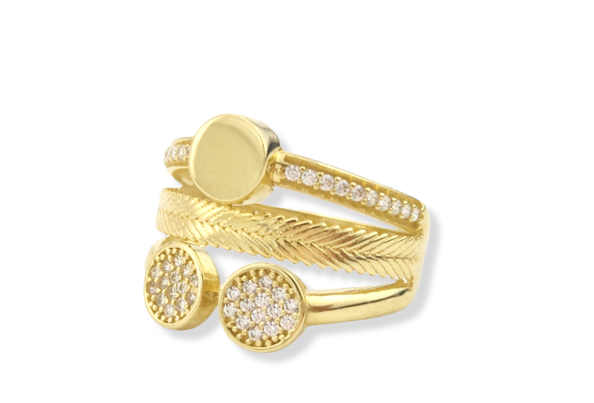 Treple Layered Ring in 14K Gold