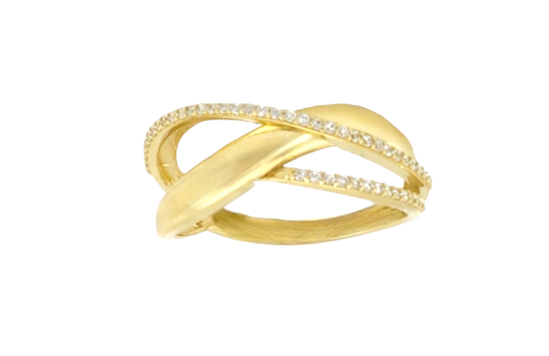 Multi-Row Crossover Ring in 14K Gold