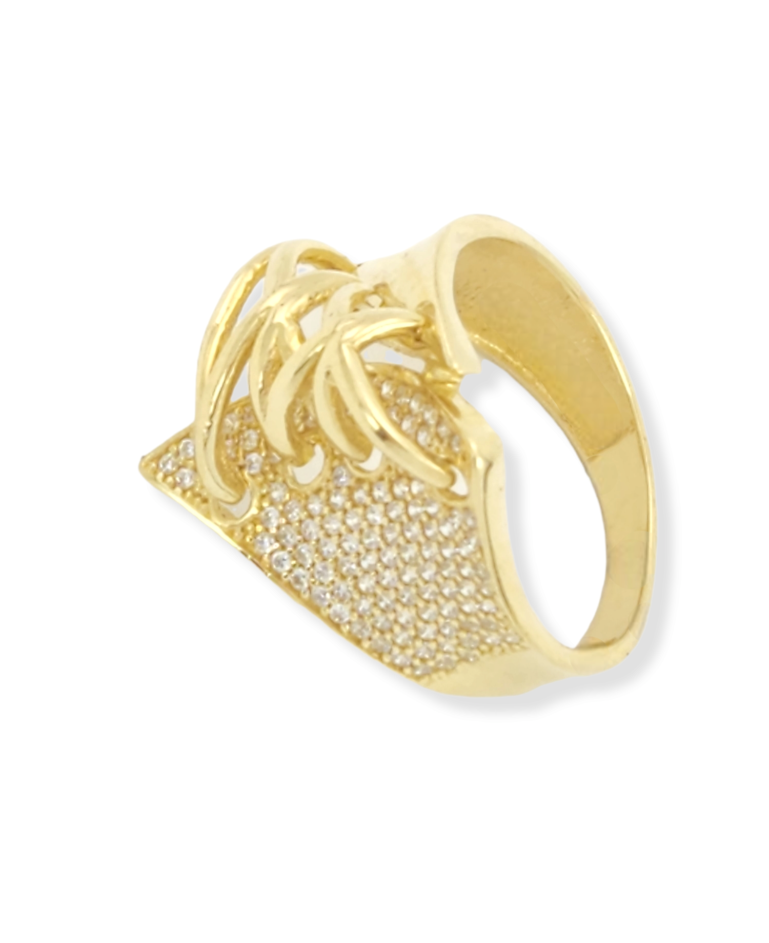 Laces style women's ring in 14k yellow Gold