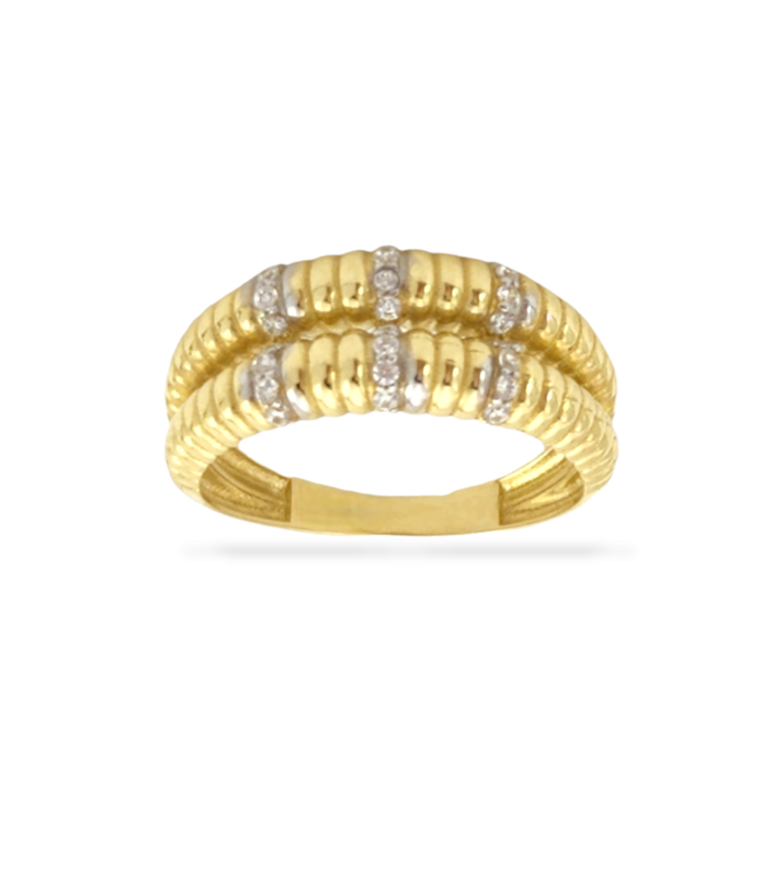 Double Row Ring in 14K Gold