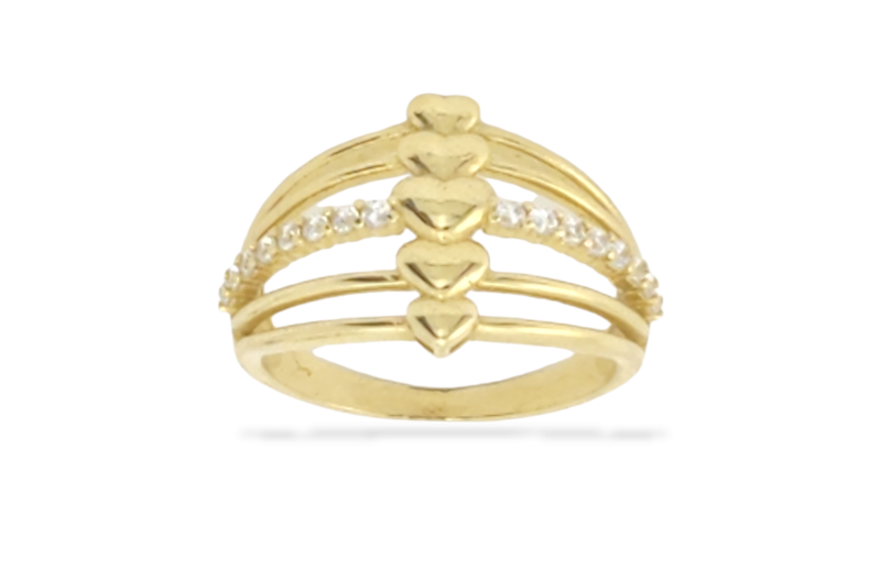 Multi-Row Heart Ring in 14K Gold
