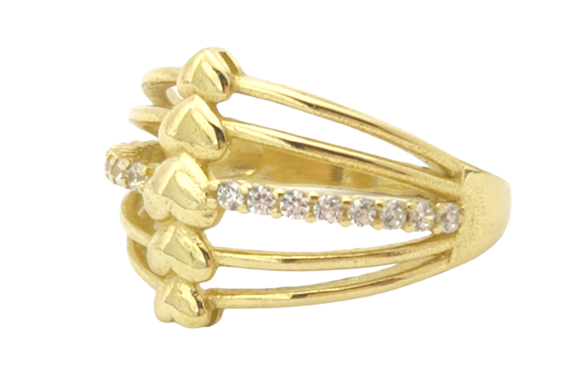 Multi-Row Heart Ring in 14K Gold