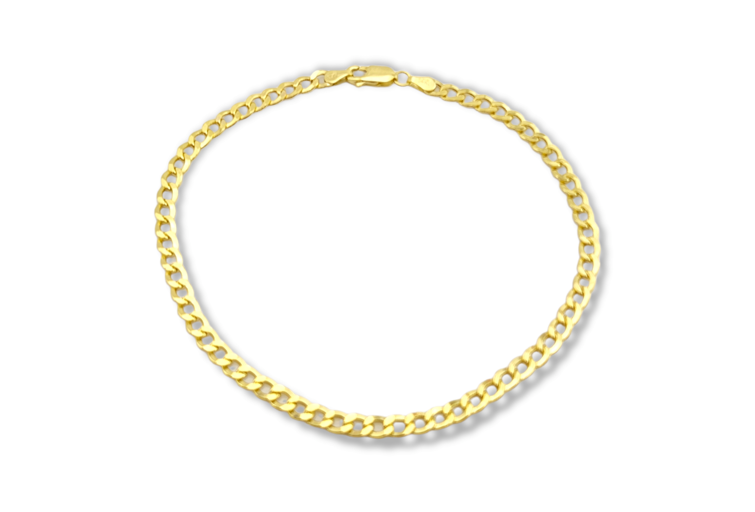 Curb Link Chain Anklet in 14k Yellow Gold