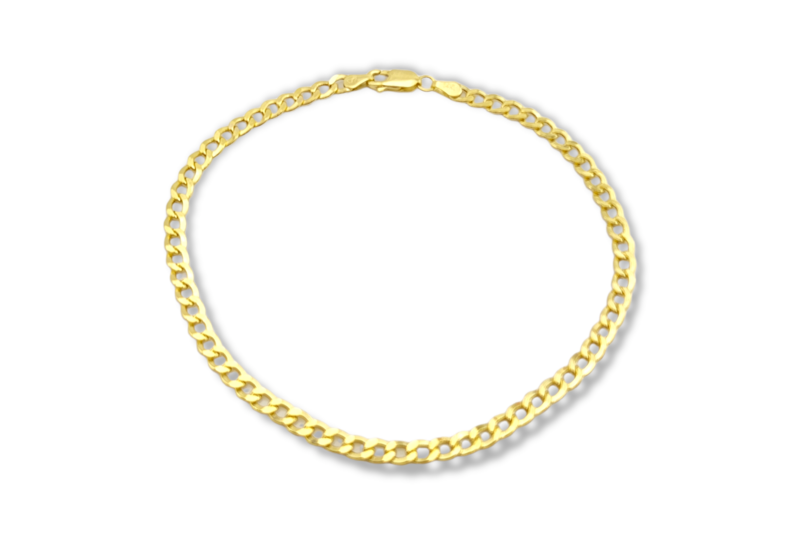 Curb Link Chain Anklet in 14k Yellow Gold